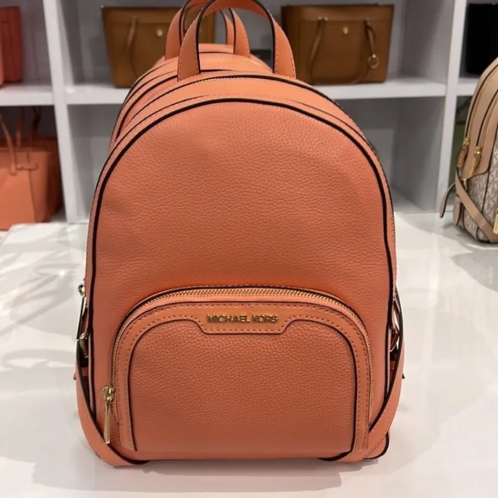 Michael Kors Jaycee Medium Zip PKT Backpack Sherbert Leather